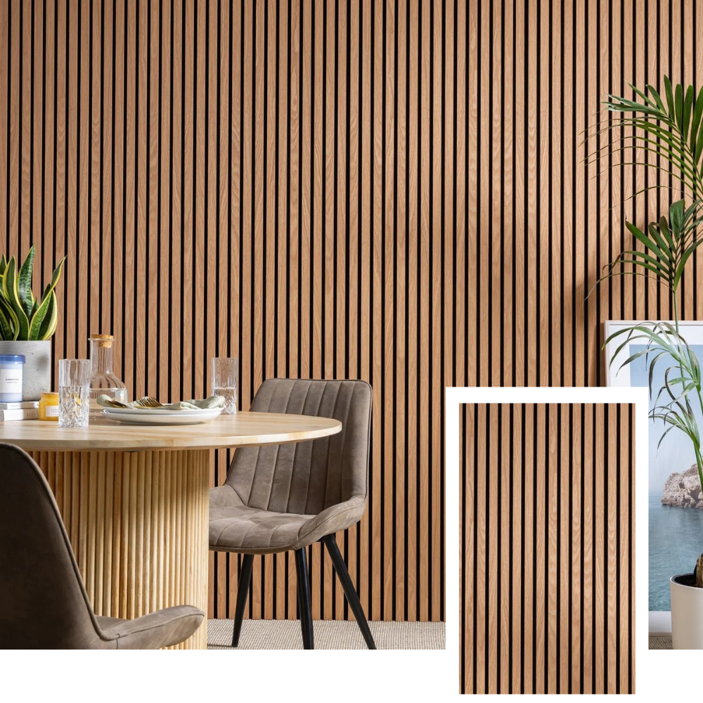 NordLyd™ Premium Akustyczny Panel Lamelowy — Dąb Naturalny (2,7 x 1,10 m)