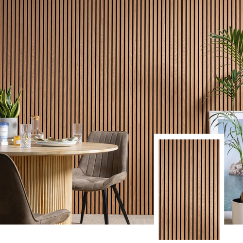 NordLyd™ Premium Akustyczny Panel Lamelowy — Dąb Naturalny (2,7 x 1,10 m)